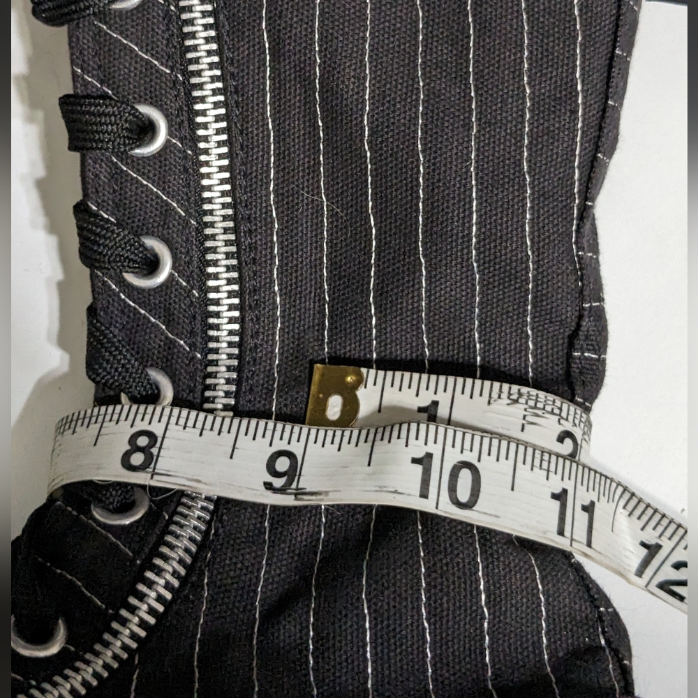 90s/2000 Vintage Demonia Deviant Hi Tops Black White Pinstripe Lace Up Boots - Picture 6 of 12